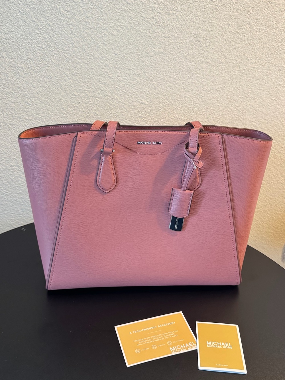 Michael Kors Rose Pink Leather Tote with Double Straps